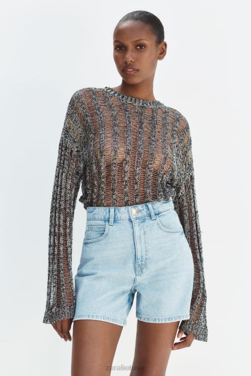 moterys Zara džinsiniai šortai aukštu juosmeniu z1975 mom fit indigo apranga 4N488565