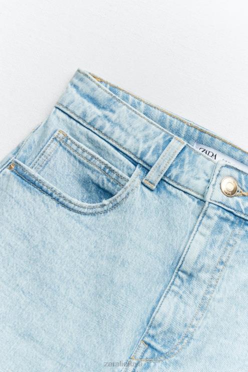 moterys Zara džinsiniai šortai aukštu juosmeniu z1975 mom fit indigo apranga 4N488565