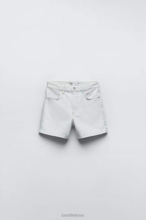 moterys Zara džinsiniai šortai aukštu juosmeniu z1975 mom fit šviesiai mėlynas apranga 4N488538