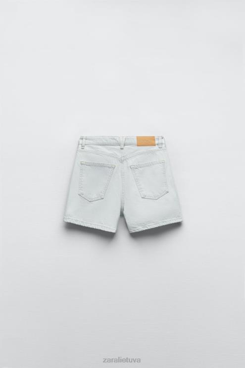 moterys Zara džinsiniai šortai aukštu juosmeniu z1975 mom fit šviesiai mėlynas apranga 4N488538