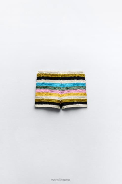 moterys Zara dryžuoti nerti šortai rožinė / rausva apranga 4N488625