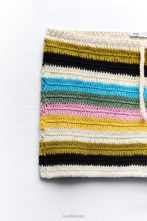 moterys Zara dryžuoti nerti šortai rožinė / rausva apranga 4N488625