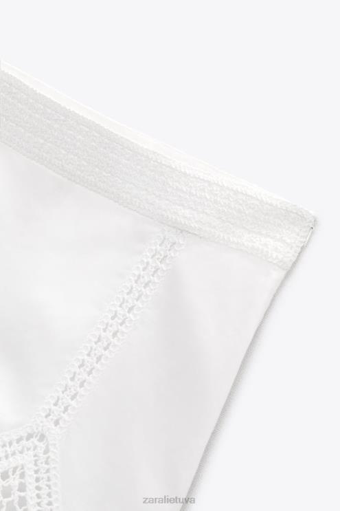 moterys Zara gipiūriniai nėriniuoti šortai aukštu liemeniu baltas apranga 4N488622