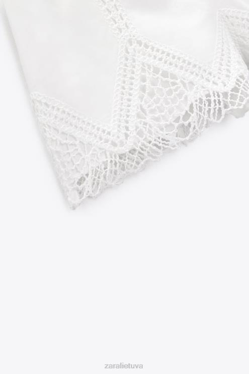 moterys Zara gipiūriniai nėriniuoti šortai aukštu liemeniu baltas apranga 4N488622