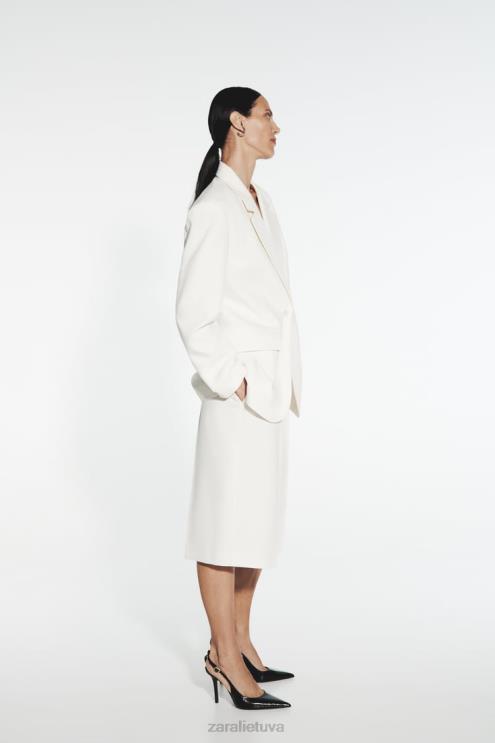 moterys Zara klostuoti bermudiniai šortai austrių baltumo apranga 4N488535