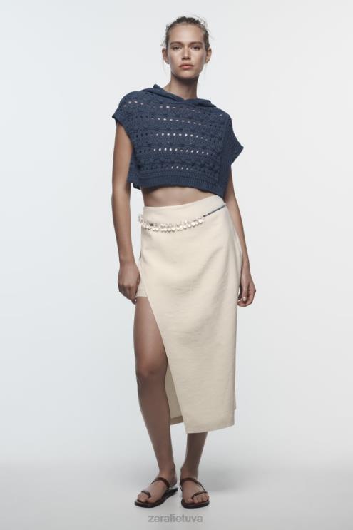 moterys Zara midi pareo šortai ekru apranga 4N488624