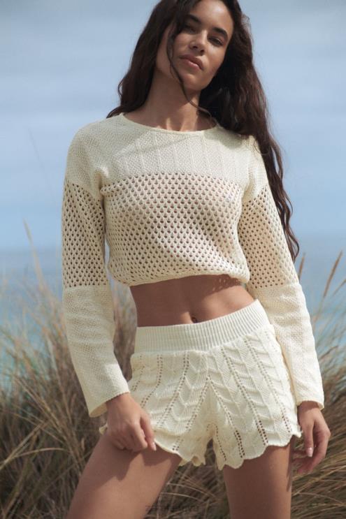 moterys Zara nerti šortai ekru apranga 4N488620