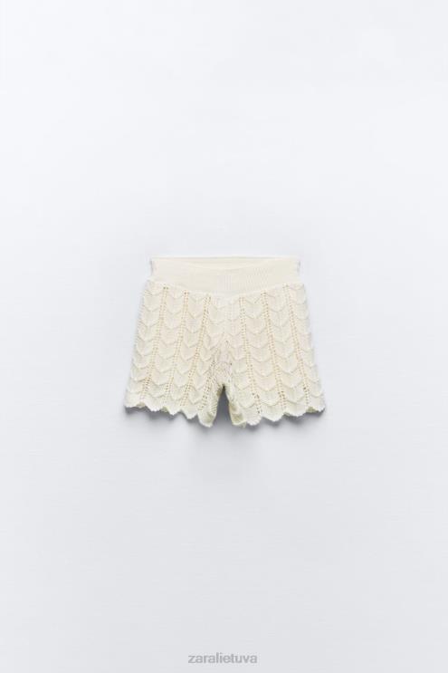 moterys Zara nerti šortai ekru apranga 4N488620