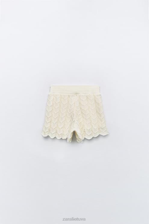 moterys Zara nerti šortai ekru apranga 4N488620