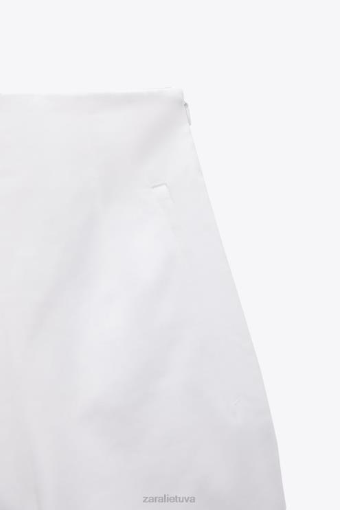 moterys Zara šortai aukštu liemeniu baltas apranga 4N488603
