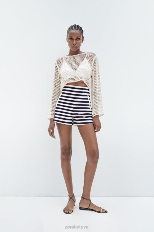 moterys Zara šortai aukštu liemeniu dryžuotas apranga 4N488554