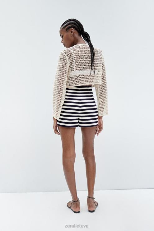 moterys Zara šortai aukštu liemeniu dryžuotas apranga 4N488554