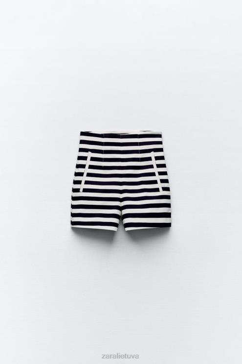 moterys Zara šortai aukštu liemeniu dryžuotas apranga 4N488554