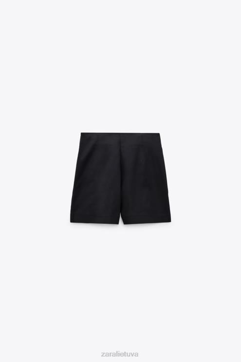 moterys Zara šortai aukštu liemeniu juodas apranga 4N488626