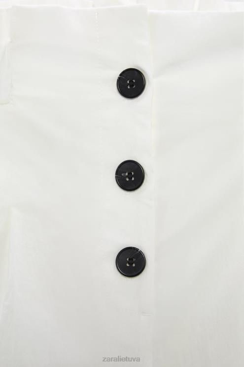 moterys Zara šortai su popieriniu maišeliu iš viršaus baltas apranga 4N488566