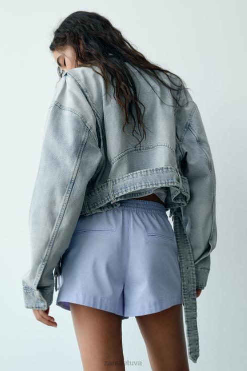 moterys Zara šortai su sagomis dangaus mėlynumo apranga 4N488580