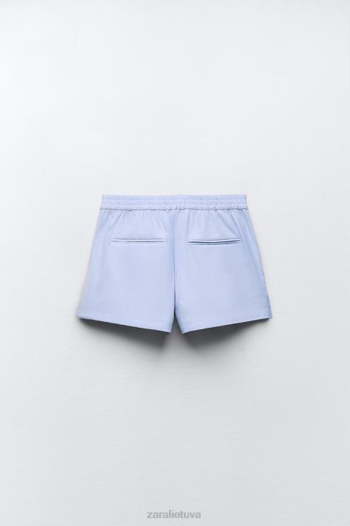 moterys Zara šortai su sagomis dangaus mėlynumo apranga 4N488580