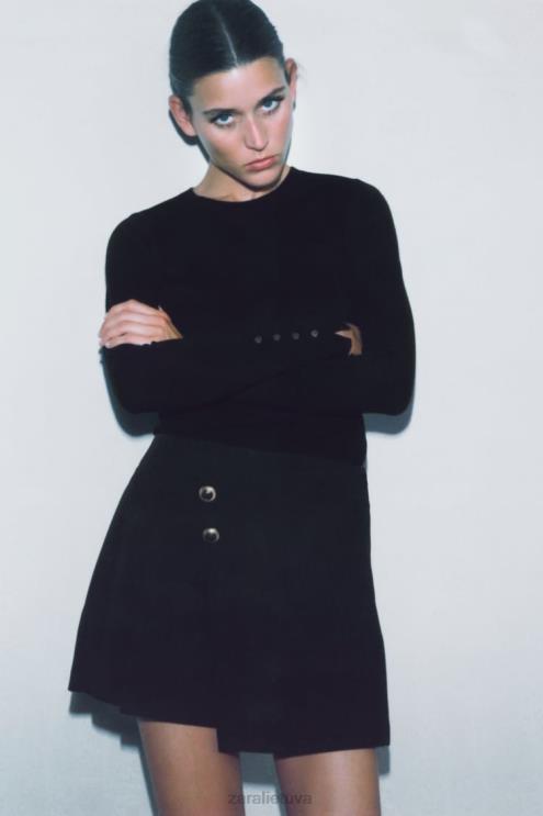 moterys Zara perskeltas sijonas su sagomis juodas apranga 4N488582