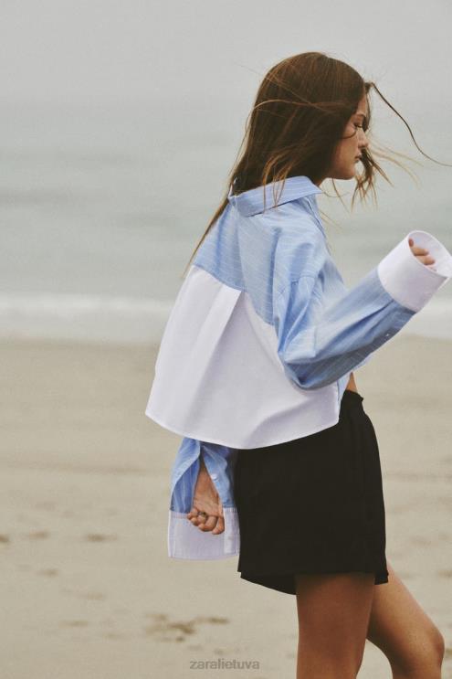 moterys Zara satino efekto šortai juodas apranga 4N488572