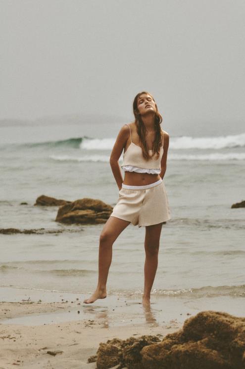 moterys Zara satino efekto poplino apdailos šortai akmuo apranga 4N488584