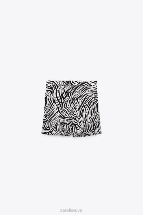 moterys Zara sijonas su gyvūno raštu juoda balta apranga 4N488601