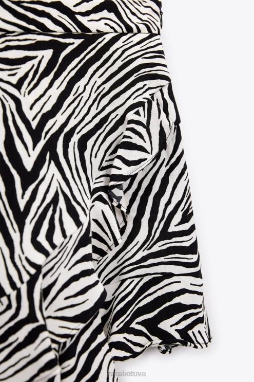 moterys Zara sijonas su gyvūno raštu juoda balta apranga 4N488601