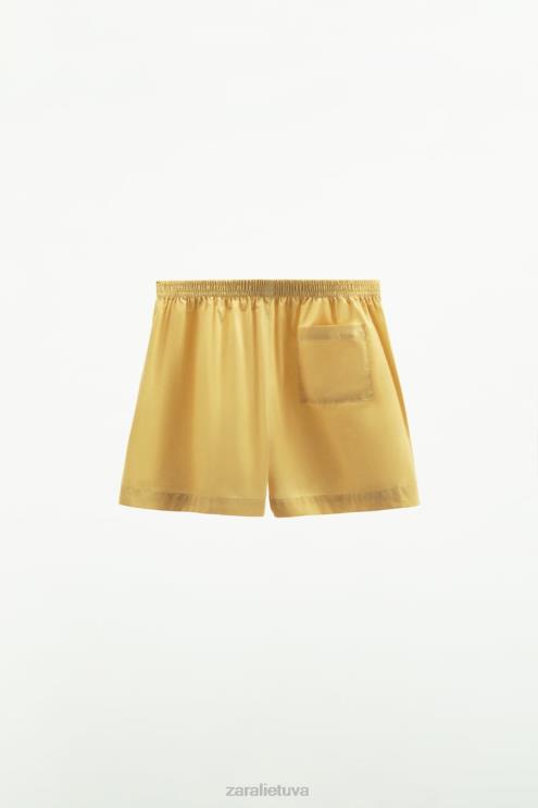 moterys Zara skalbti poplininiai šortai vanilė apranga 4N488629