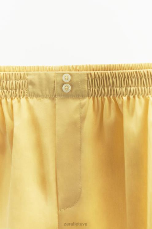 moterys Zara skalbti poplininiai šortai vanilė apranga 4N488629