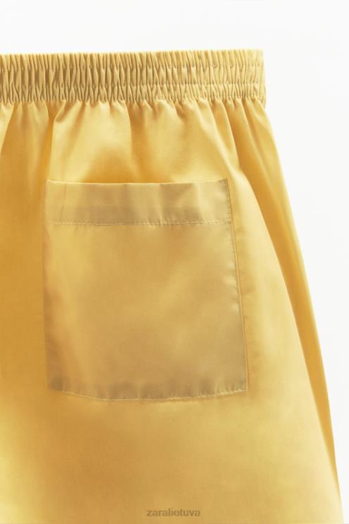 moterys Zara skalbti poplininiai šortai vanilė apranga 4N488629