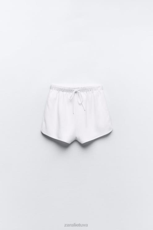 moterys Zara sunkūs medvilniniai šortai baltas apranga 4N488562
