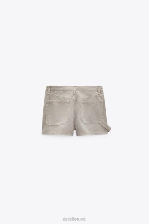 moterys Zara trf aukštaūgiai krovininiai šortai akmuo apranga 4N488610