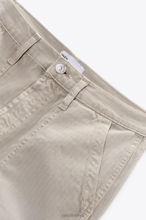 moterys Zara trf aukštaūgiai krovininiai šortai akmuo apranga 4N488610