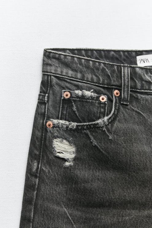 moterys Zara trf laisvi džinsiniai šortai antracito pilka apranga 4N488558