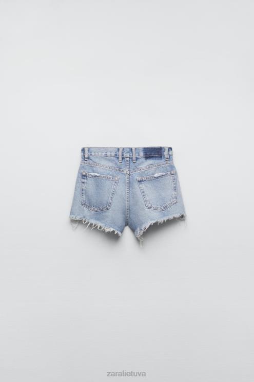 moterys Zara trf vidutinio aukščio džinsiniai šortai mėlyna apranga 4N488531