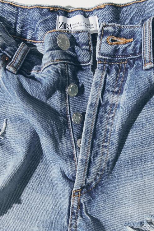 moterys Zara trf vidutinio aukščio džinsiniai šortai mėlyna apranga 4N488531