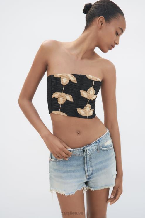 moterys Zara trf vidutinio aukščio džinsiniai šortai šviesiai mėlynas apranga 4N488579