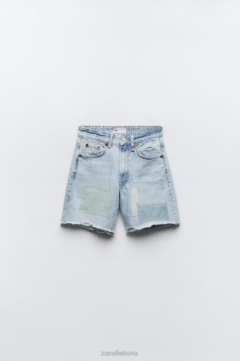 moterys Zara vidutinio aukščio džinsinio audinio šortai mėlyna apranga 4N488587