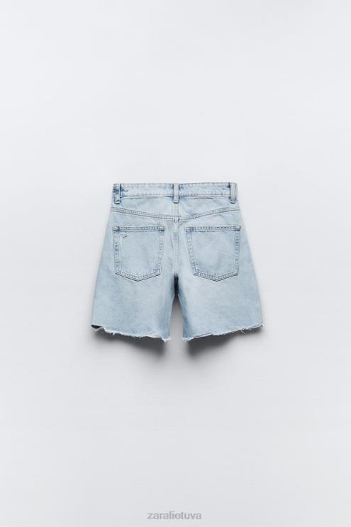 moterys Zara vidutinio aukščio džinsinio audinio šortai mėlyna apranga 4N488587