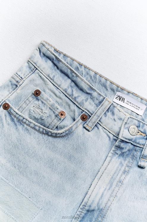 moterys Zara vidutinio aukščio džinsinio audinio šortai mėlyna apranga 4N488587