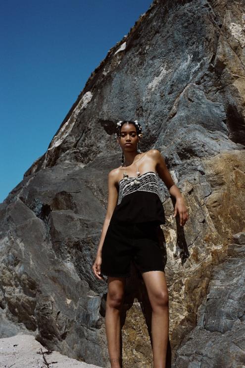 moterys Zara vidutinio aukščio įprastos formos trf šortai juodas apranga 4N488551