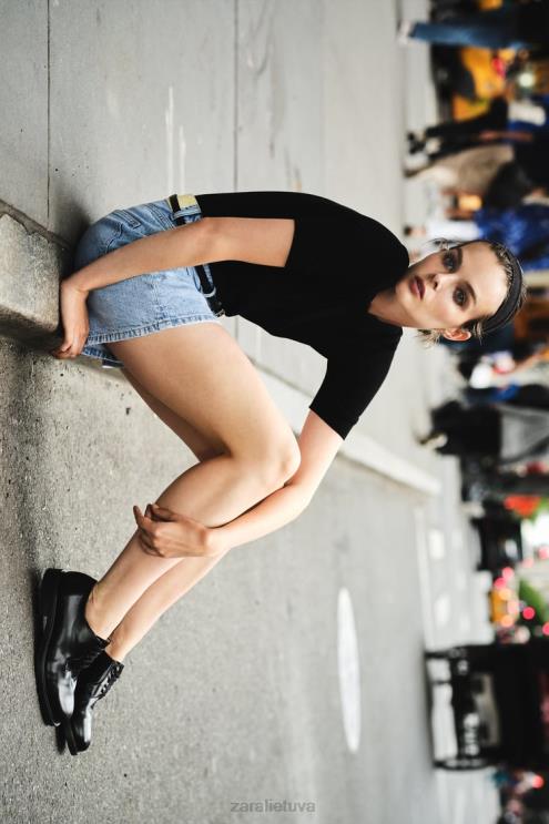 moterys Zara z1975 mamai tinkantys šortai aukštu juosmeniu šviesiai mėlynas apranga 4N488592