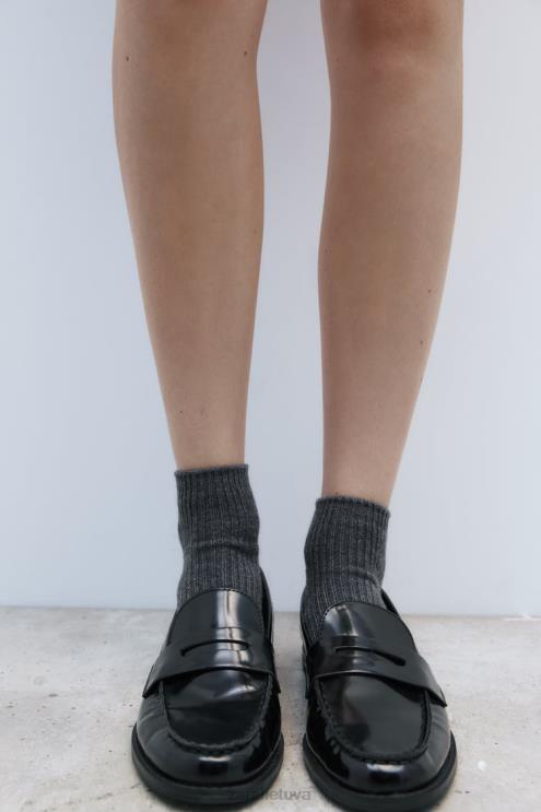 moterys Zara kojinės su briaunomis antracito pilka priedai 4N488759