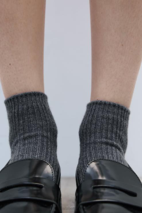 moterys Zara kojinės su briaunomis antracito pilka priedai 4N488759