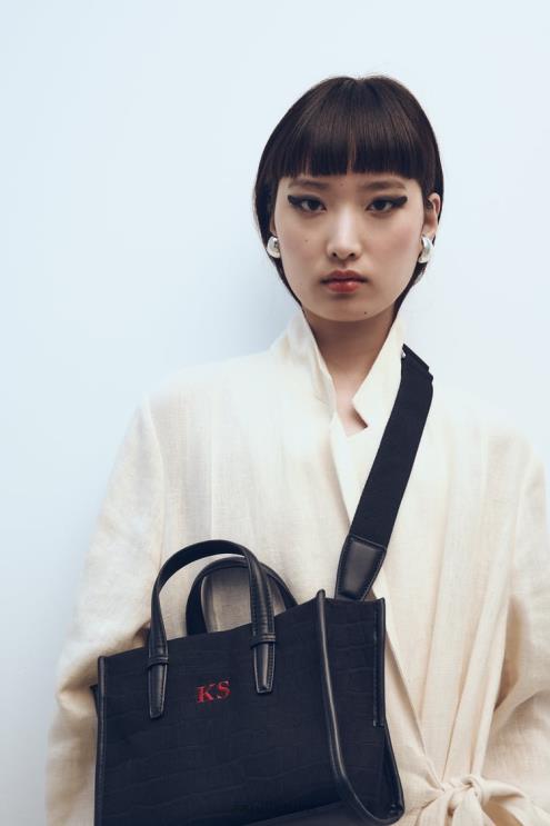 moterys Zara juokingas „croc“ mini krepšys juodas priedai 4N488750