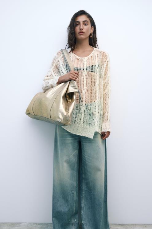 moterys Zara metalinio audinio krepšys auksinis priedai 4N488940