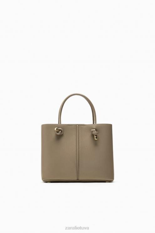 moterys Zara mini miesto krepšys pilka priedai 4N488742