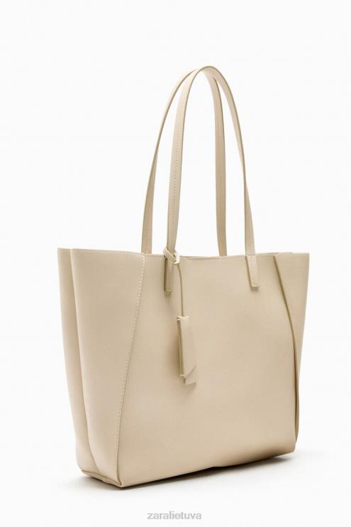 moterys Zara suskirstytas krepšys ekru priedai 4N488746