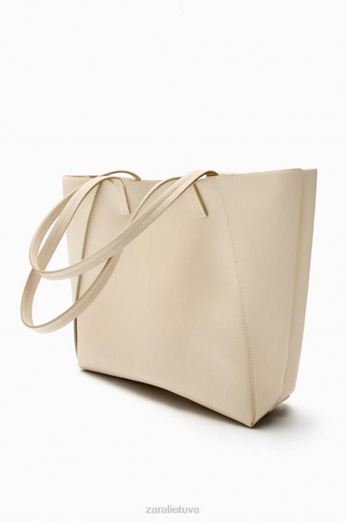 moterys Zara suskirstytas krepšys ekru priedai 4N488746