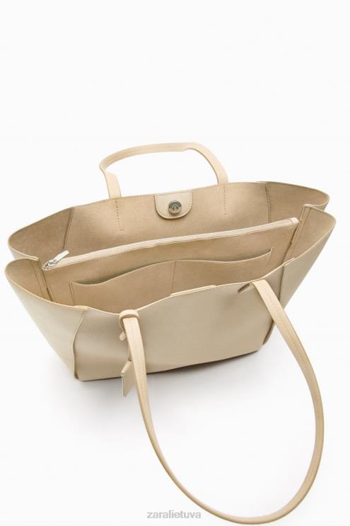 moterys Zara suskirstytas krepšys ekru priedai 4N488746