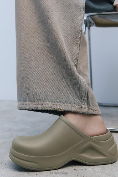 moterys Zara gumuotos klumpės chaki žalia avalynė 4N488728